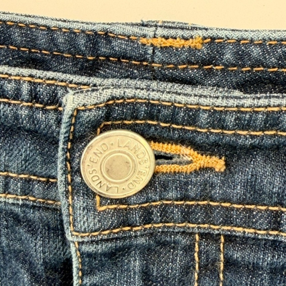 Lands End Womens Denim Mini Skirt Size 12‎ Blue Cotton Casual Medium Wash Slit - Picture 9 of 9